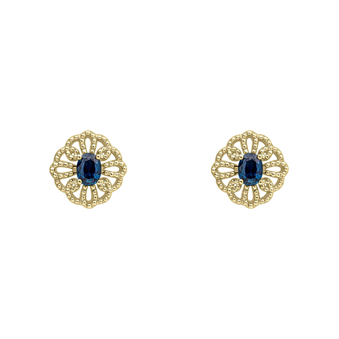 9ct Yellow Gold Blue Sapphire Earrings GE2509L