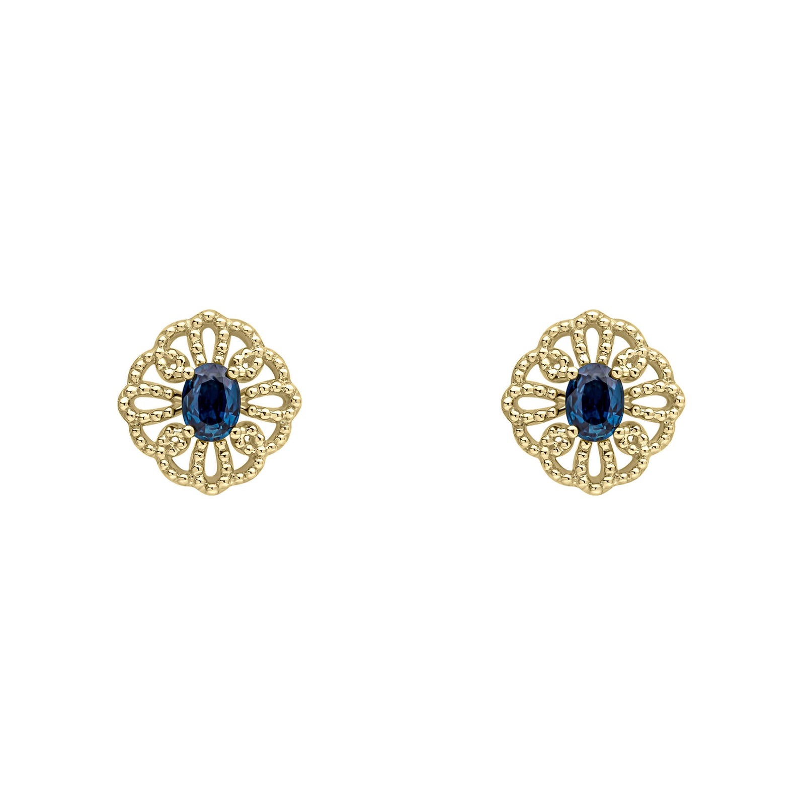 9ct Yellow Gold Blue Sapphire Earrings GE2509L