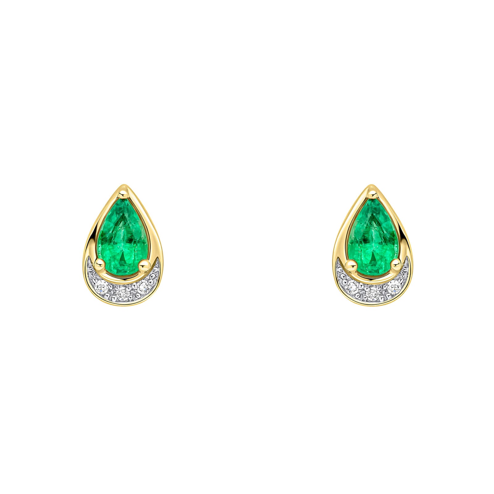 9ct Yellow Gold Green Emerald and Diamond Earrings GE2513G
