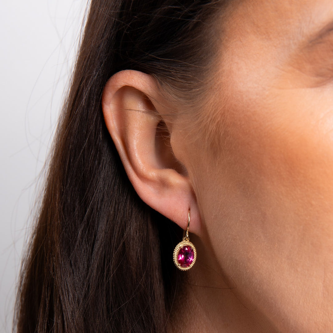 9ct Yellow Gold Pink Topaz Earrings GE2514Q