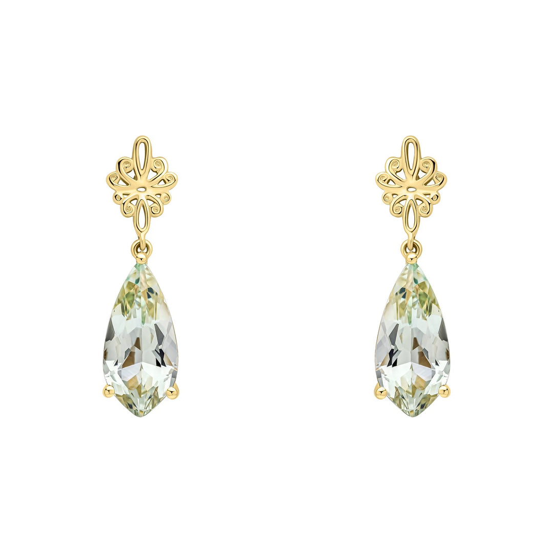 9ct Yellow Gold Green Quartz Earrings GE2515G