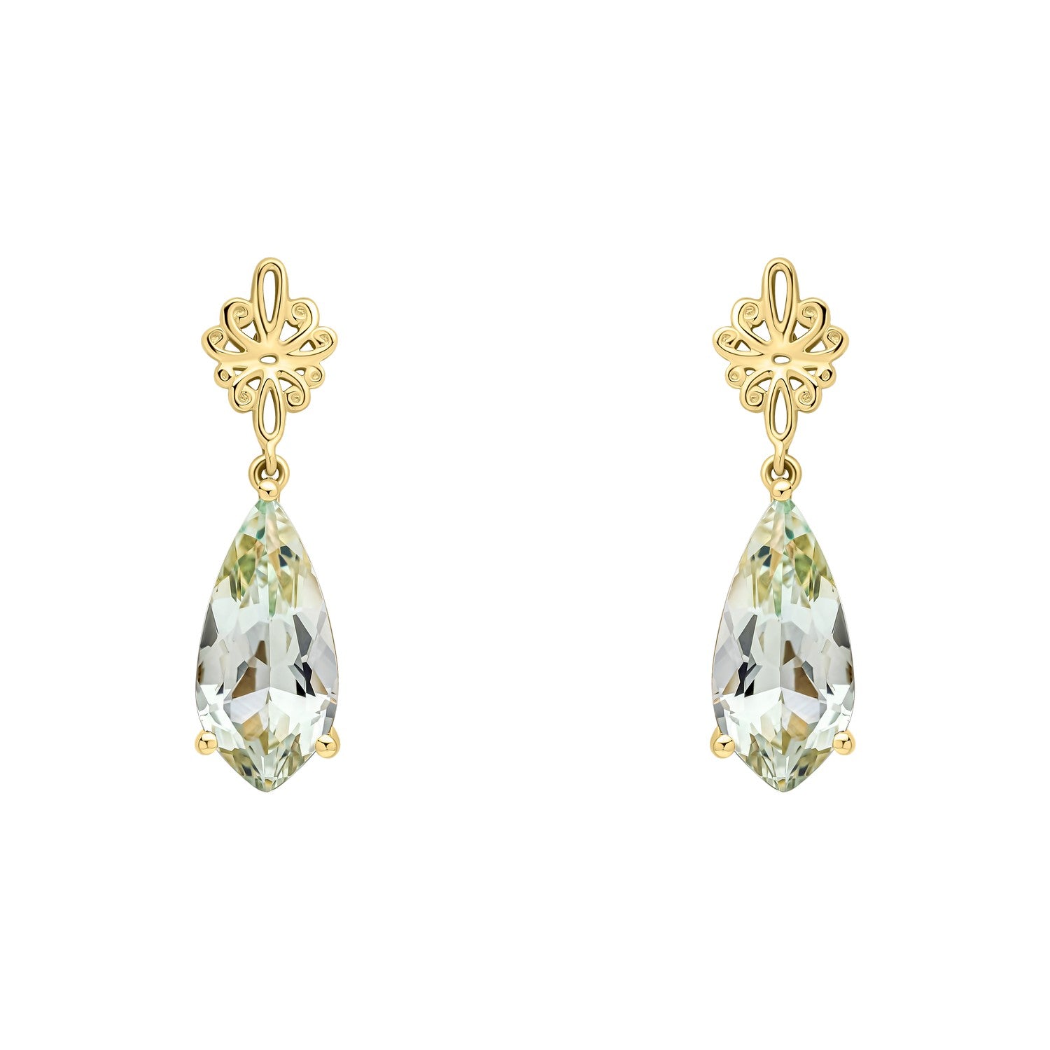 9ct Yellow Gold Green Quartz Earrings GE2515G
