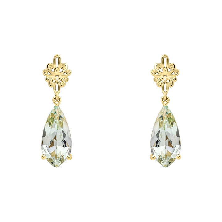 9ct Yellow Gold Green Quartz Earrings GE2515G