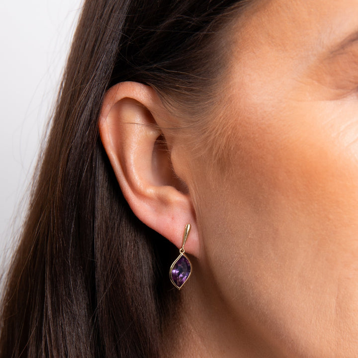 9ct Yellow Gold Amethyst Earrings GE2516M