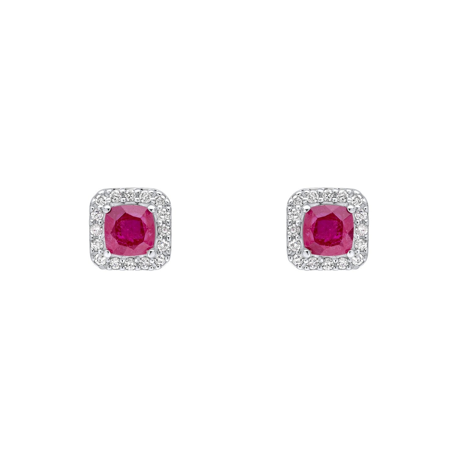 9ct White Gold Red Ruby and Diamond Earrings GE2519R