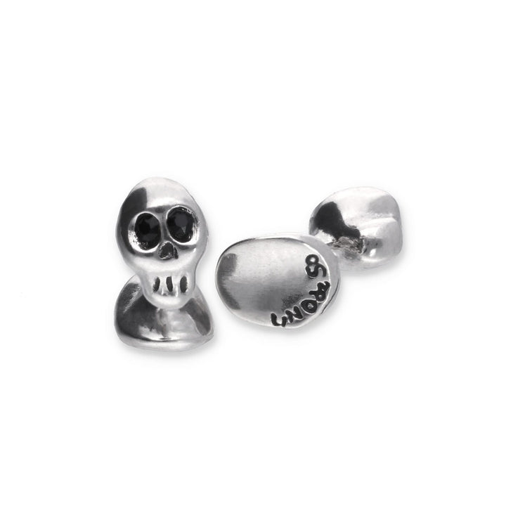 Metal Alloy Sterling Silver Plated Black Crystal Skull Detail Cufflinks GEM0126NGRMTL