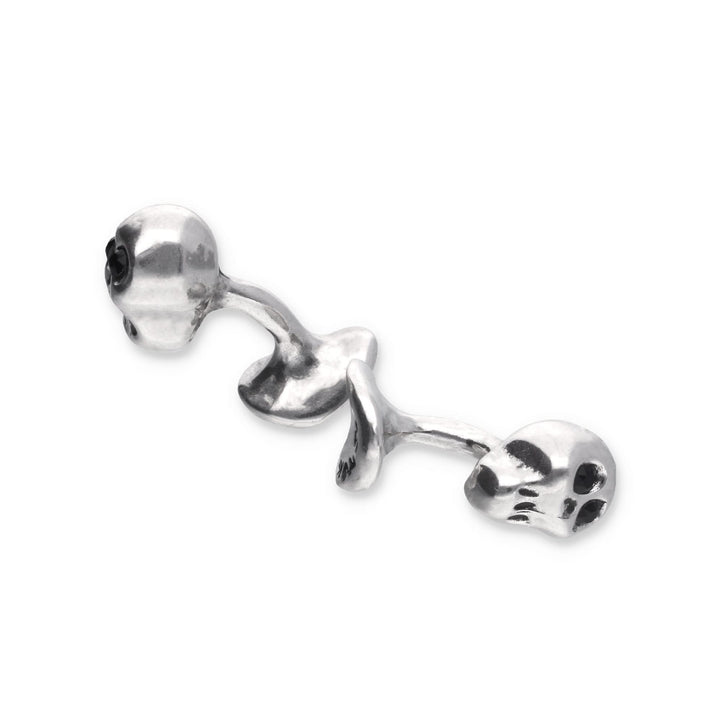Metal Alloy Sterling Silver Plated Black Crystal Skull Detail Cufflinks GEM0126NGRMTL