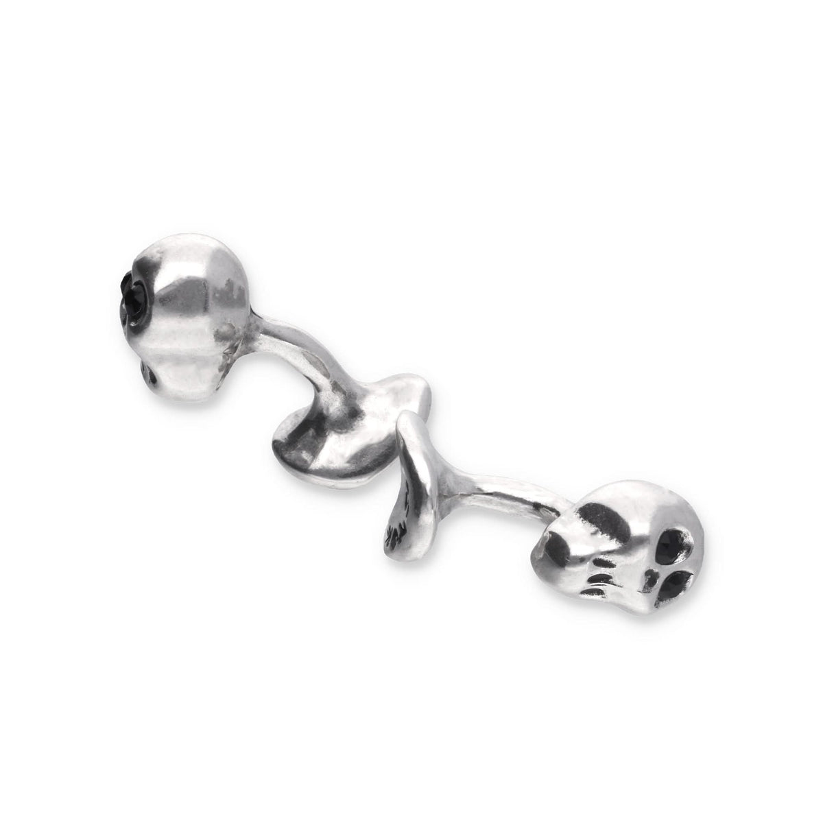 Metal Alloy Sterling Silver Plated Black Crystal Skull Detail Cufflinks GEM0126NGRMTL