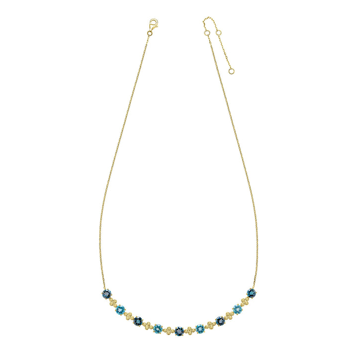 9ct Yellow Gold London Blue Topaz and
 Swiss Blue Topaz Necklace GN423L