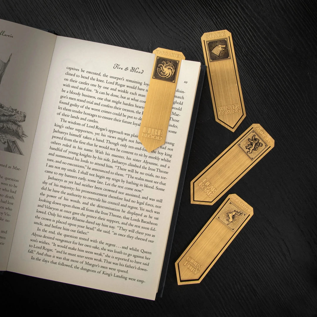 Game Of Thrones Set Of 4 Stark, Lannister, Baratheon And Targaryen Metal Bookmarks MAP5373