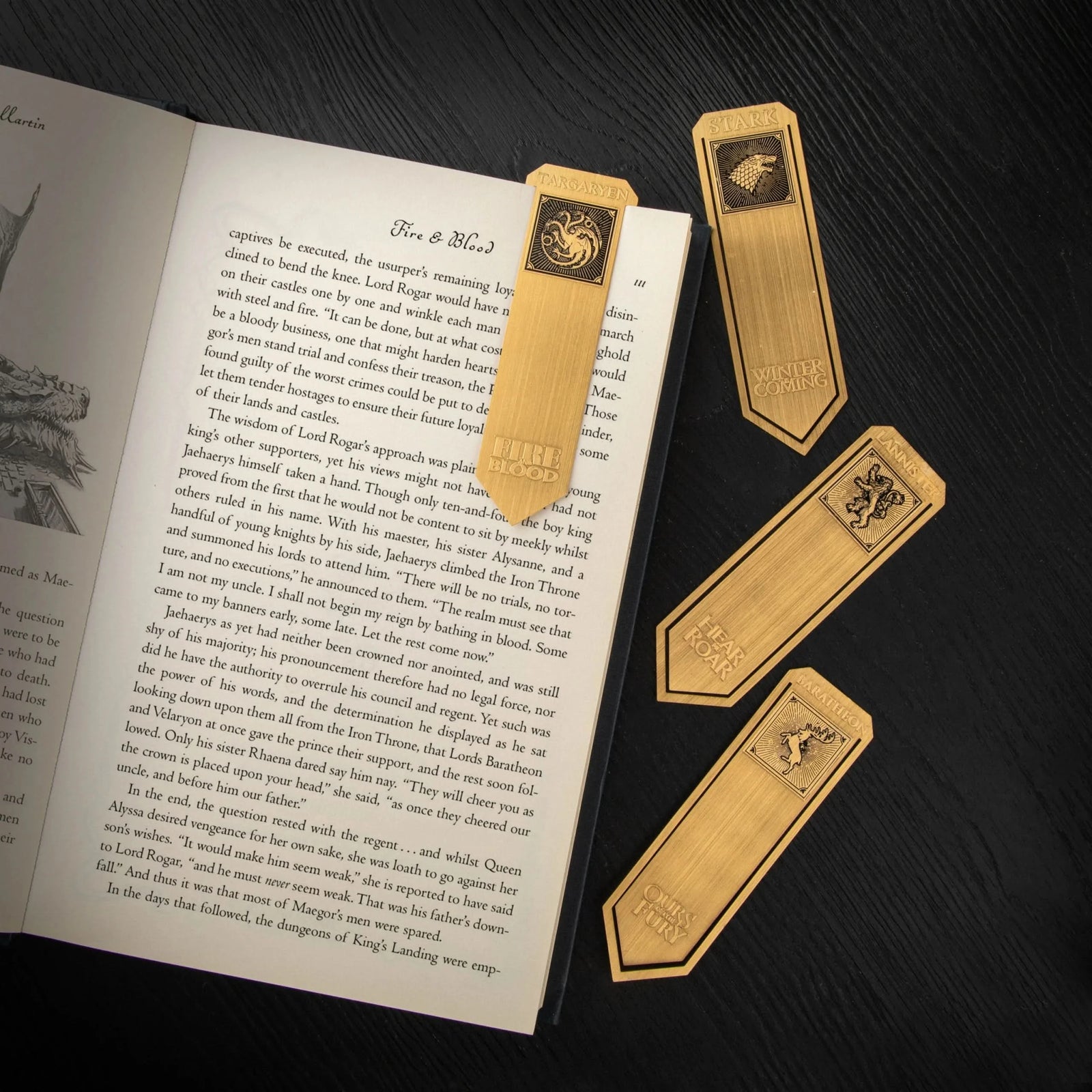 Game Of Thrones Set Of 4 Stark, Lannister, Baratheon And Targaryen Metal Bookmarks MAP5373