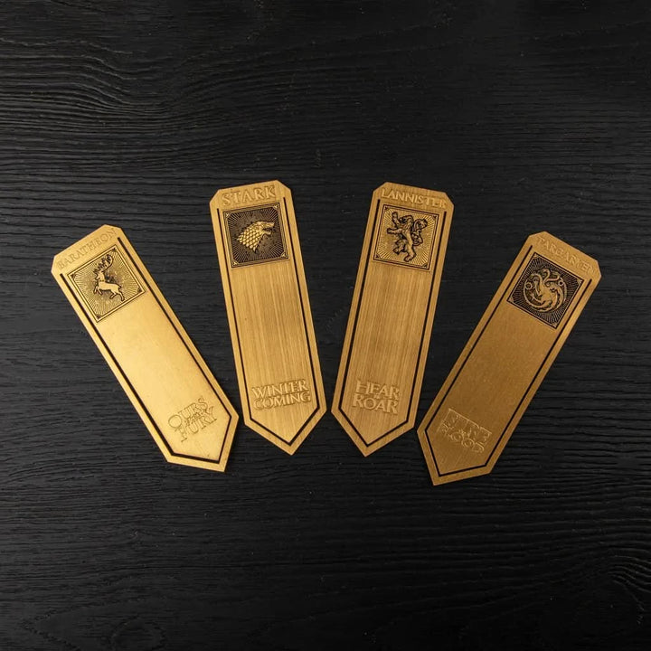 Game Of Thrones Set Of 4 Stark, Lannister, Baratheon And Targaryen Metal Bookmarks MAP5373