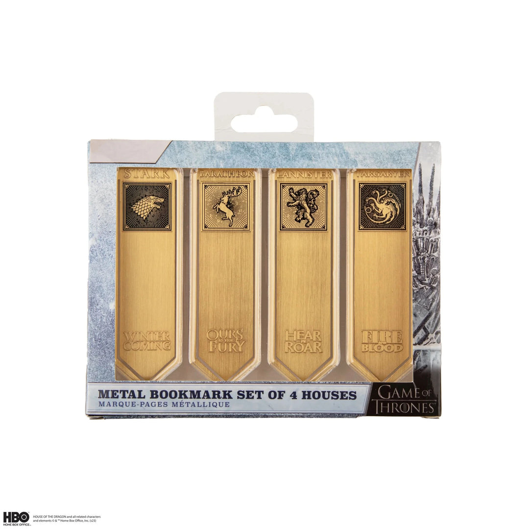 Game Of Thrones Set Of 4 Stark, Lannister, Baratheon And Targaryen Metal Bookmarks MAP5373