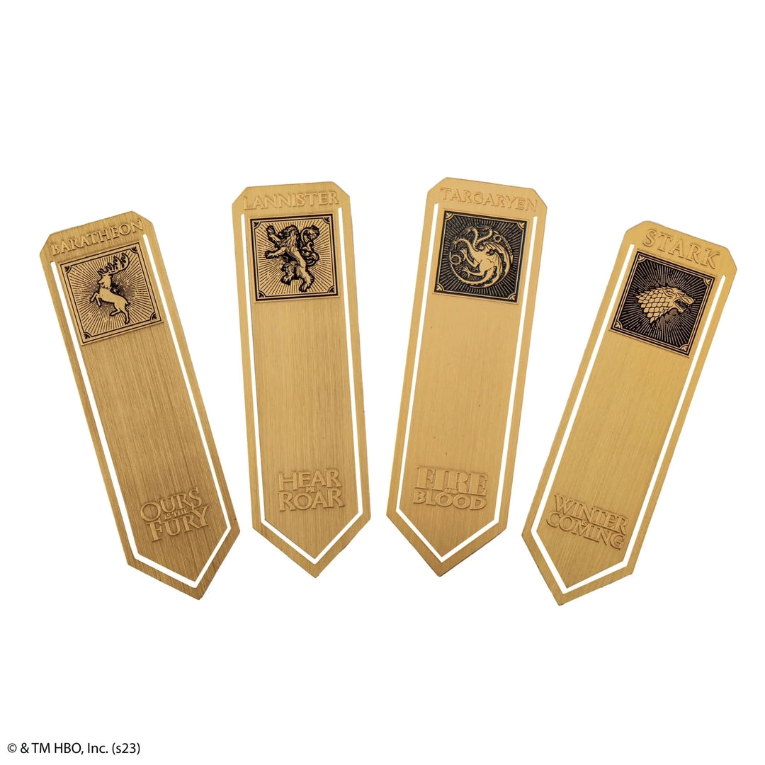 Game Of Thrones Set Of 4 Stark, Lannister, Baratheon And Targaryen Metal Bookmarks MAP5373