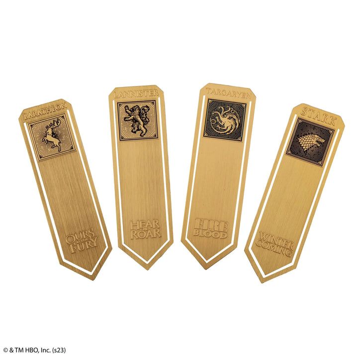 Game Of Thrones Set Of 4 Stark, Lannister, Baratheon And Targaryen Metal Bookmarks MAP5373