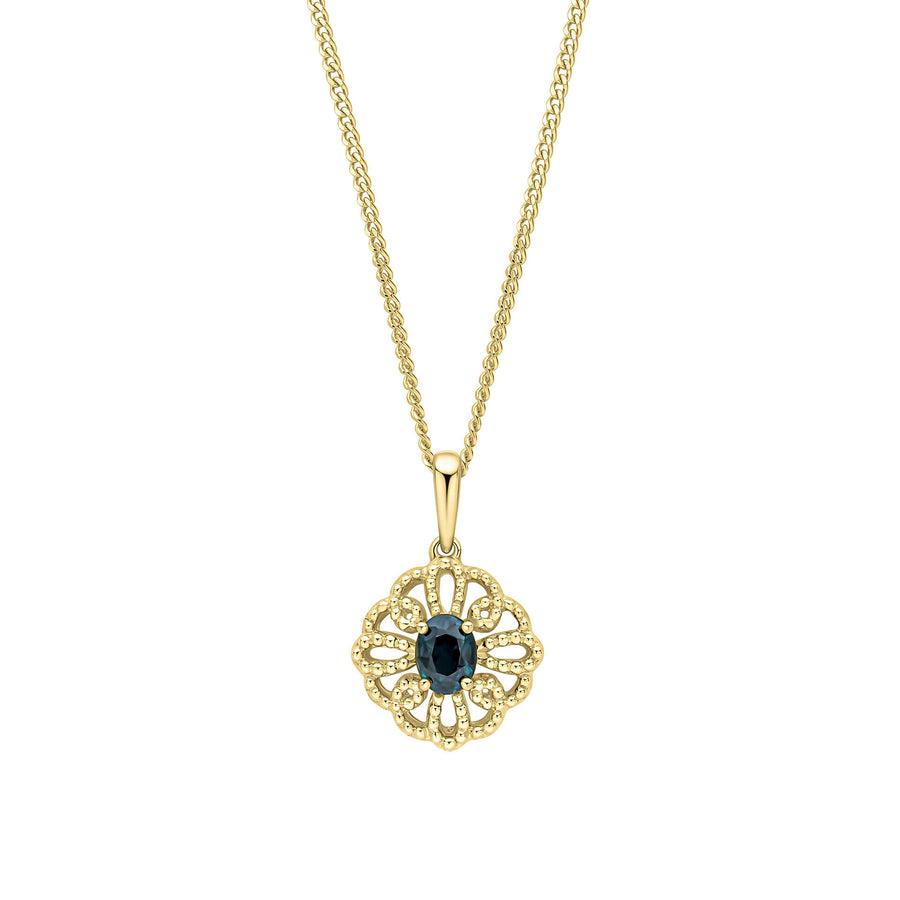 9ct Yellow Gold Blue Sapphire Pendant GP2379L