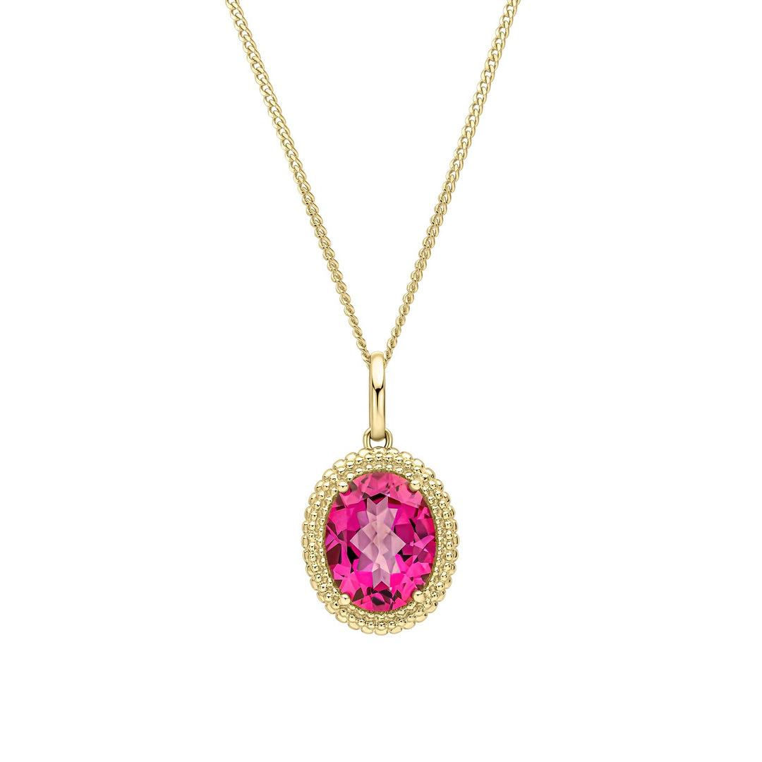 9ct Yellow Gold Pink Topaz Pendant GP2384Q