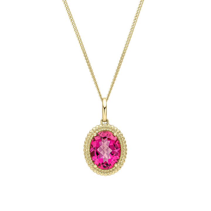 9ct Yellow Gold Pink Topaz Pendant GP2384Q