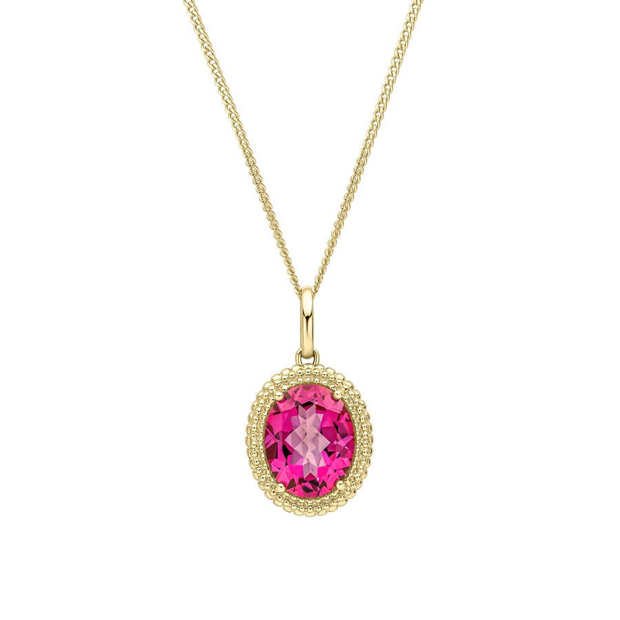 9ct Yellow Gold Pink Topaz Pendant GP2384Q