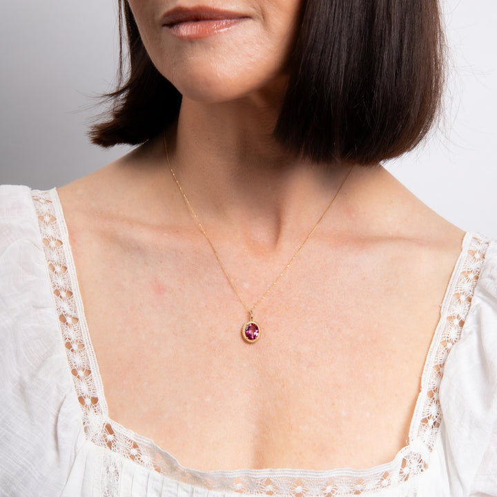 9ct Yellow Gold Pink Topaz Pendant GP2384Q