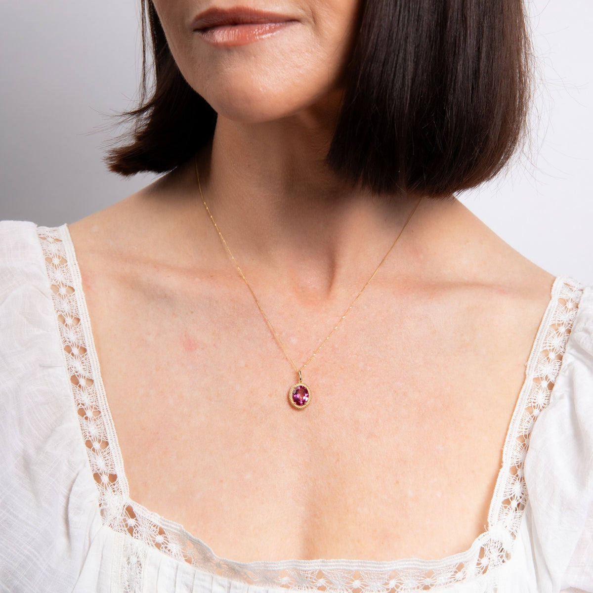 9ct Yellow Gold Pink Topaz Pendant GP2384Q