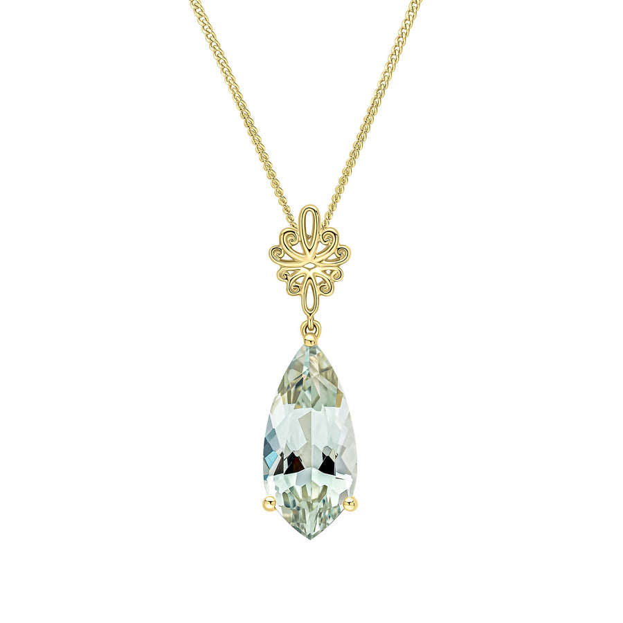 9ct Yellow Gold Green Quartz Pendant GP2385G