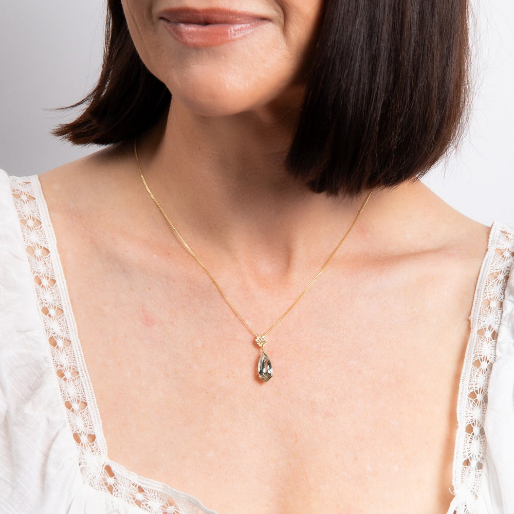 9ct Yellow Gold Green Quartz Pendant GP2385G