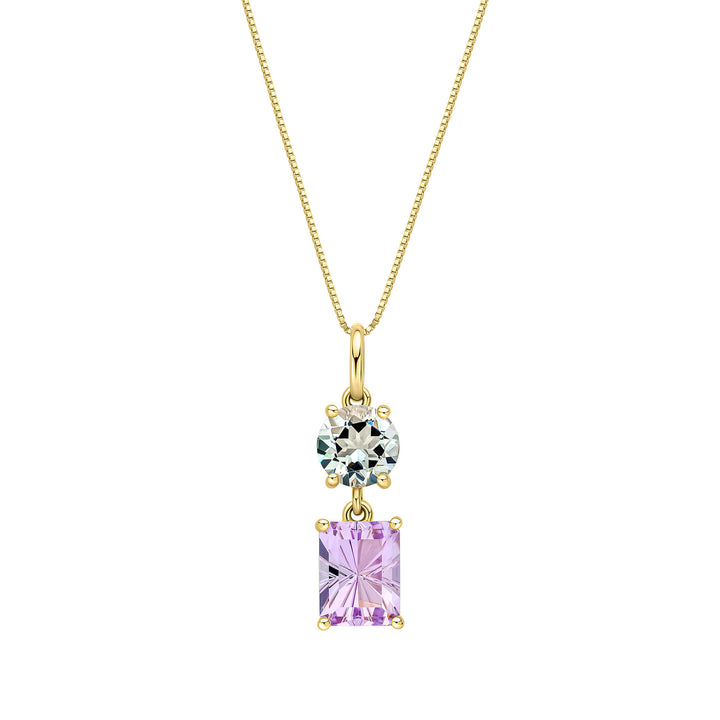 9ct Yellow Gold Green Quartz Rose De France Amethyst Pendant GP2387G