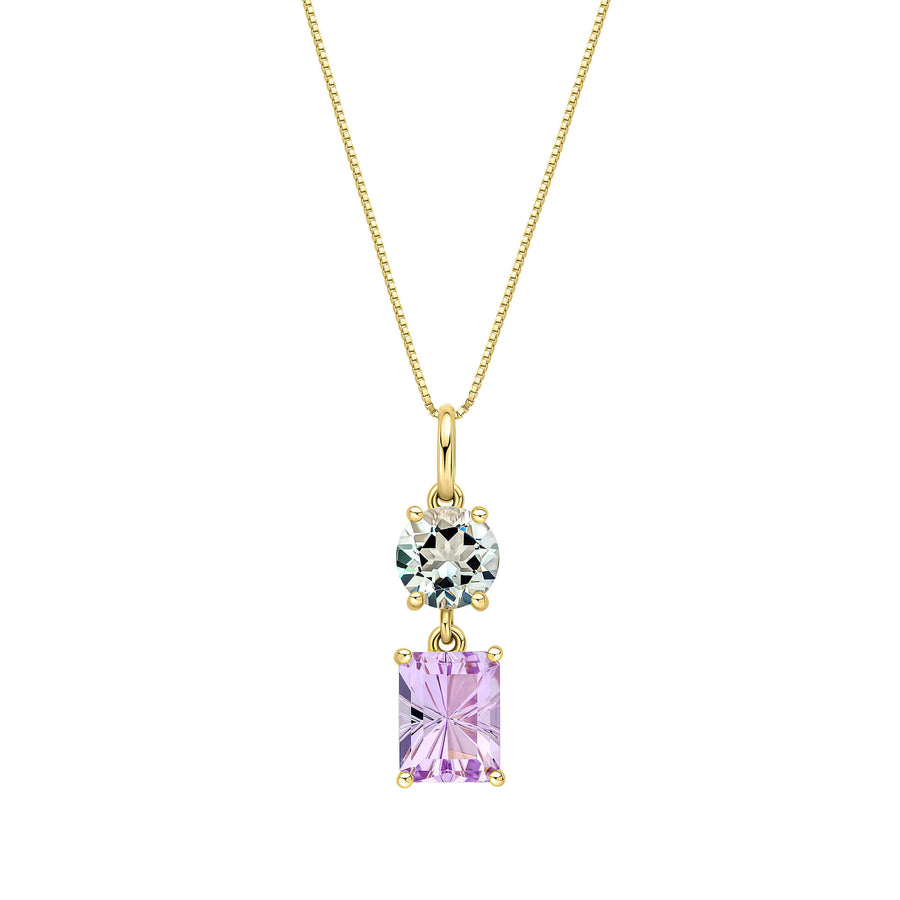 9ct Yellow Gold Green Quartz Rose De France Amethyst Pendant GP2387G