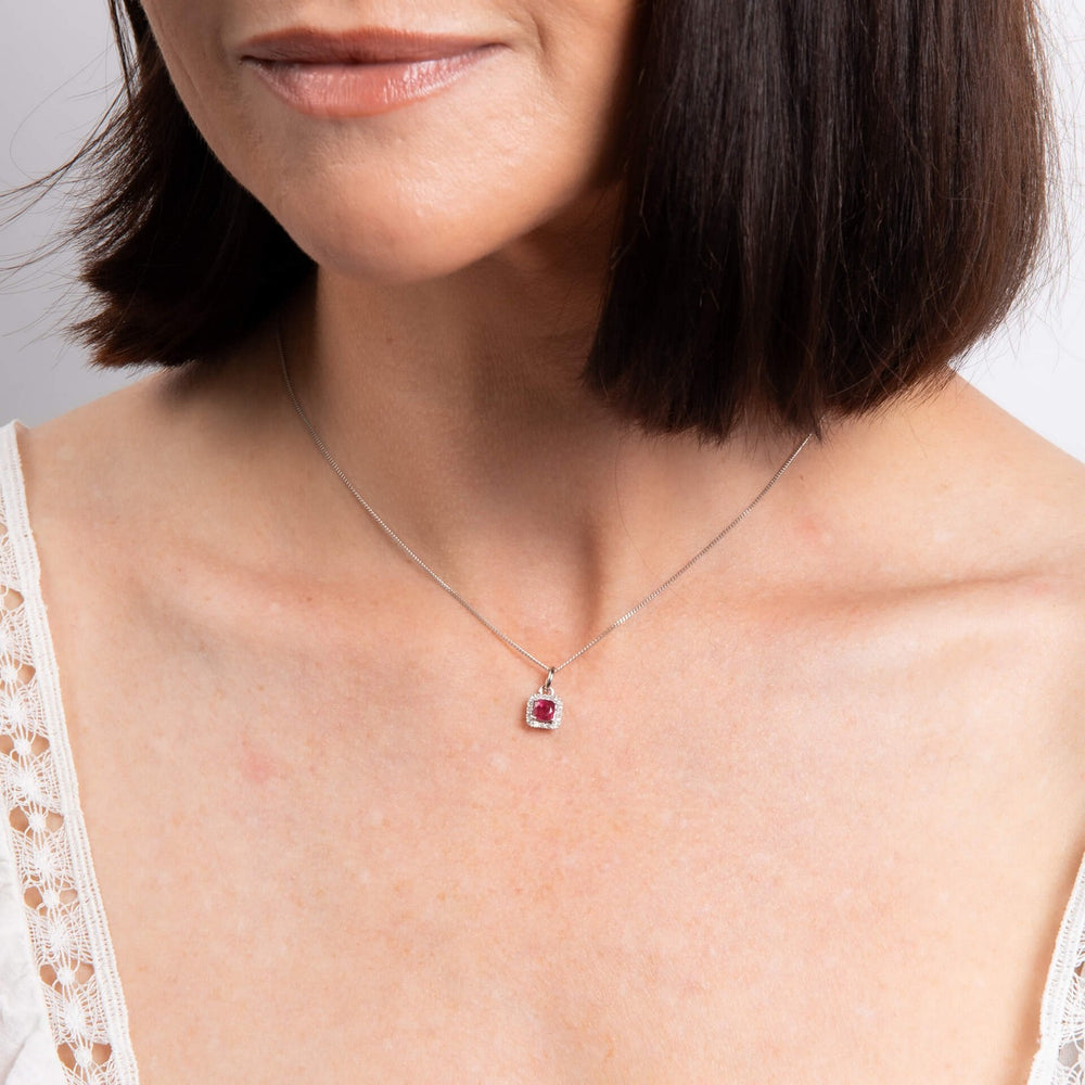 9ct White Gold Red Ruby and Diamond Pendant GP2388R