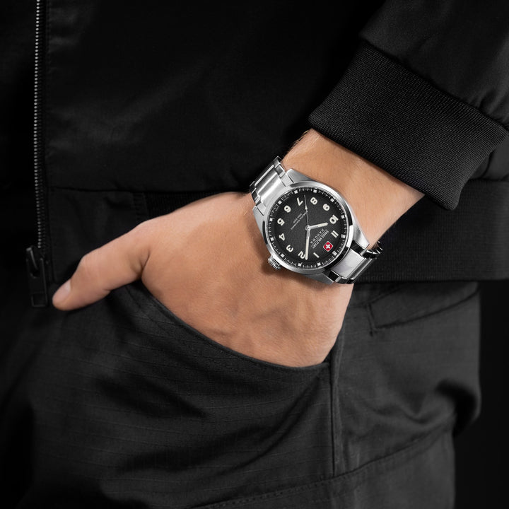 Swiss Military Greyhound Silver Black Watch SMWGG0001503