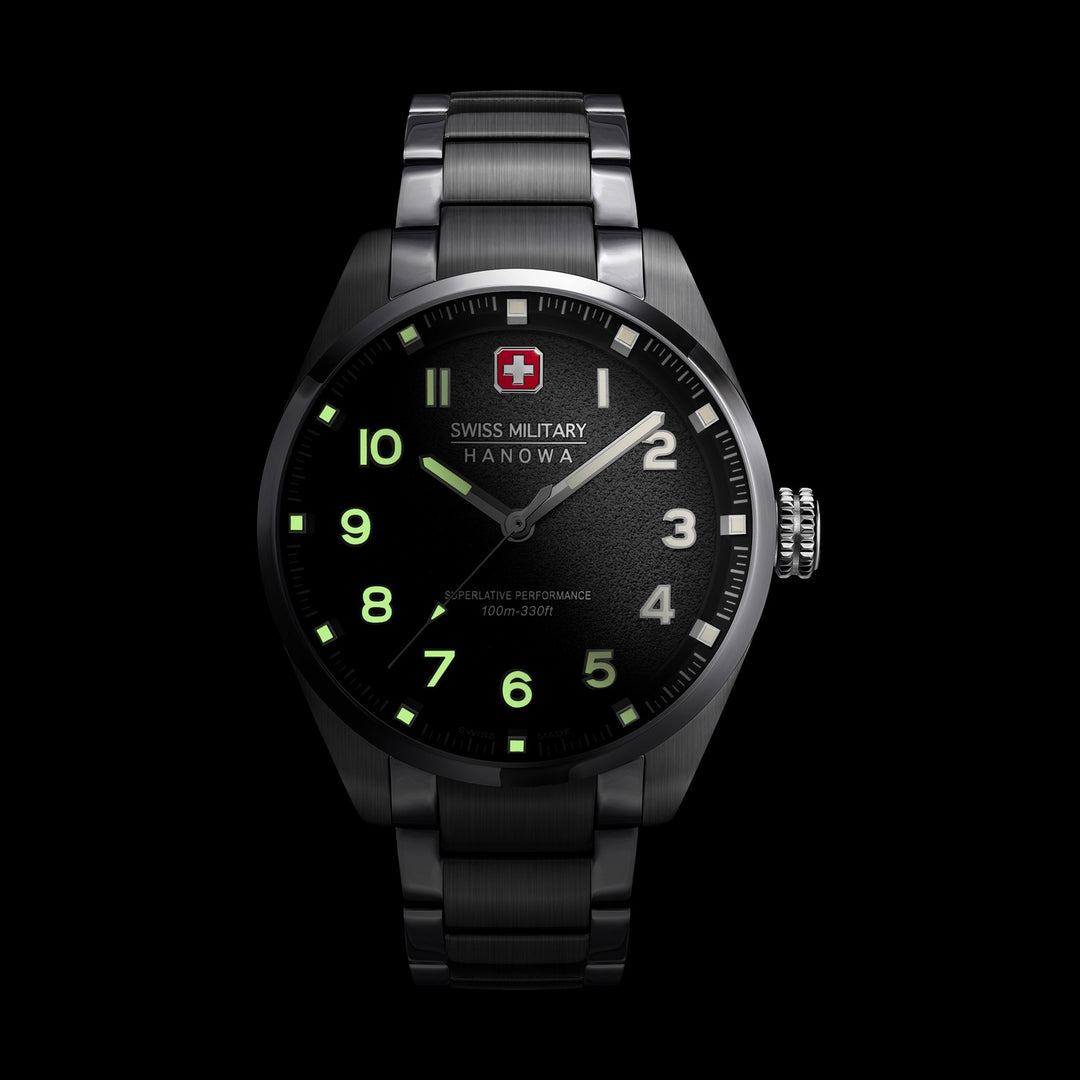 Swiss Military Greyhound Silver Black Watch SMWGG0001503