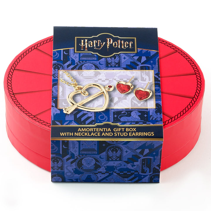 Harry Potter Amortentia gift box with necklace and stud earrings on a white background