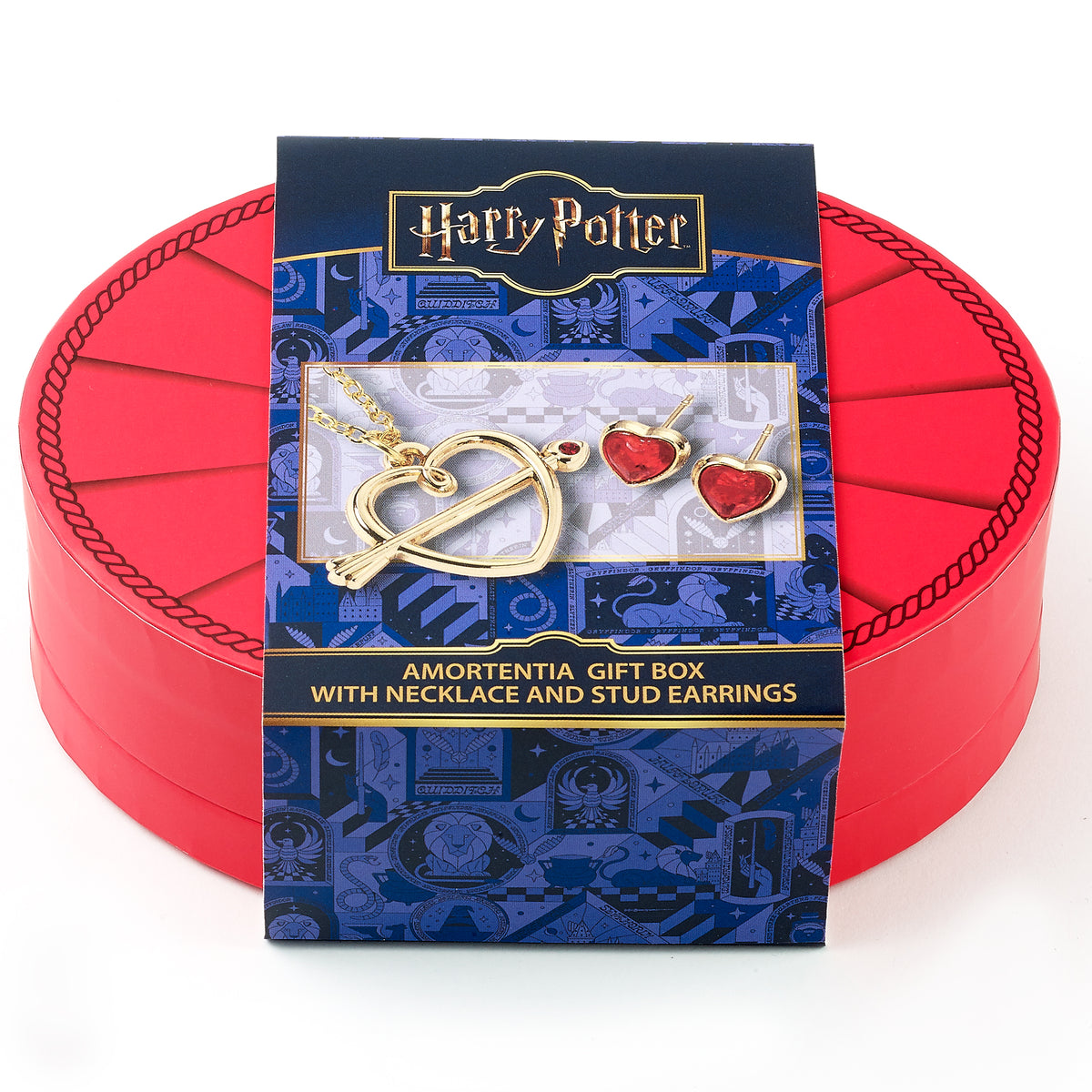 Harry Potter Amortentia gift box with necklace and stud earrings on a white background
