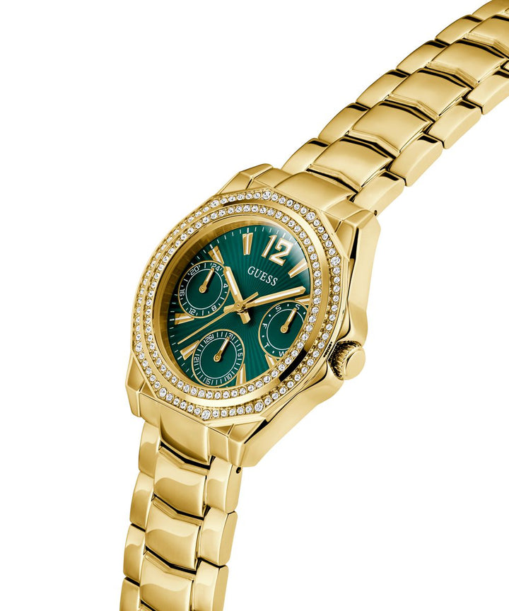 Guess Ritzy Women’s 36mm Gold Tone Green Dial Watch GW0685L5