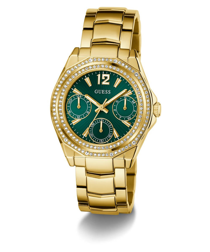 Guess Ritzy Women’s 36mm Gold Tone Green Dial Watch GW0685L5