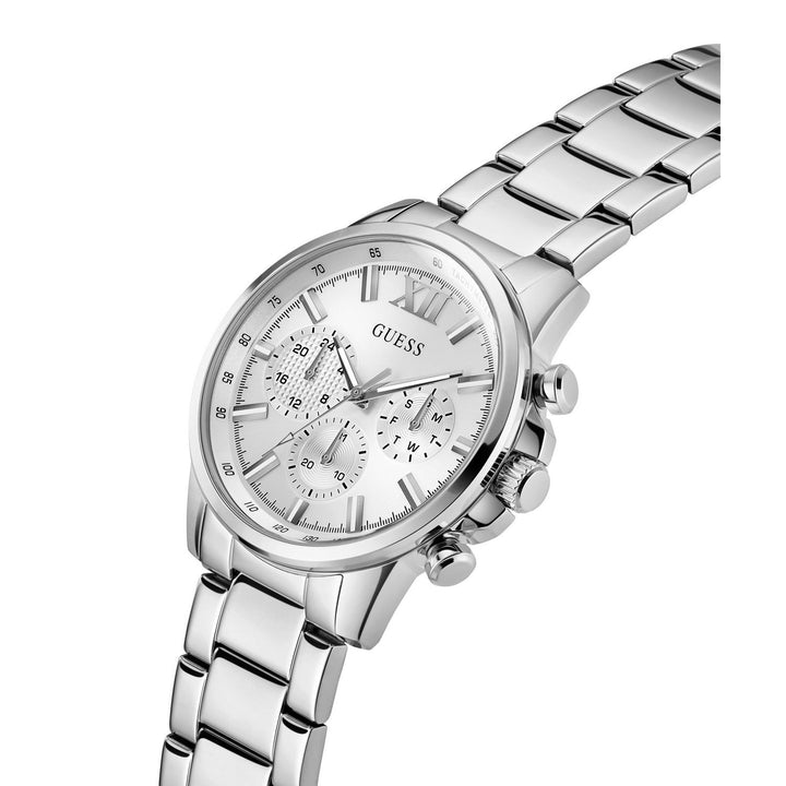 Guess Mens Walker Silver-Tone Sunray Dial Silver-Tone Stainless Steel Bracelet Watch GW0900G6