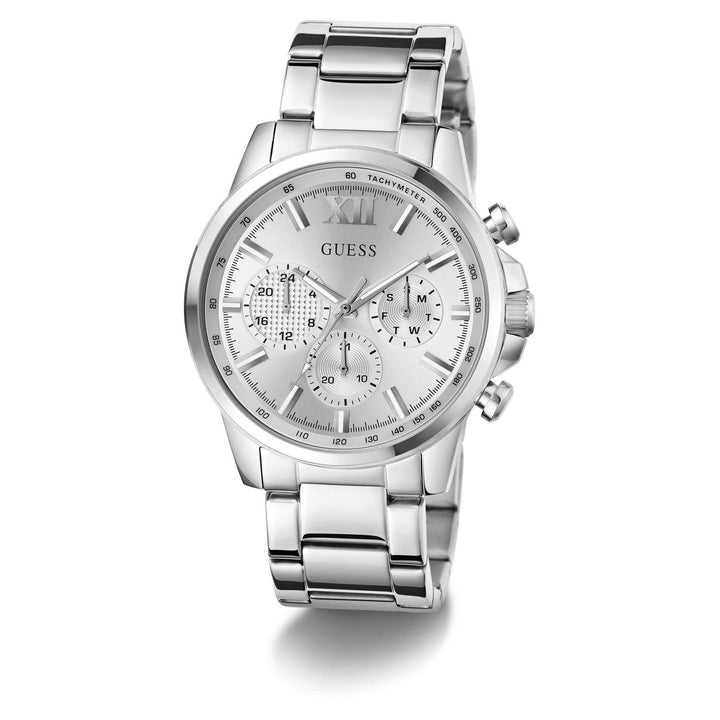 Guess Mens Walker Silver-Tone Sunray Dial Silver-Tone Stainless Steel Bracelet Watch GW0900G6