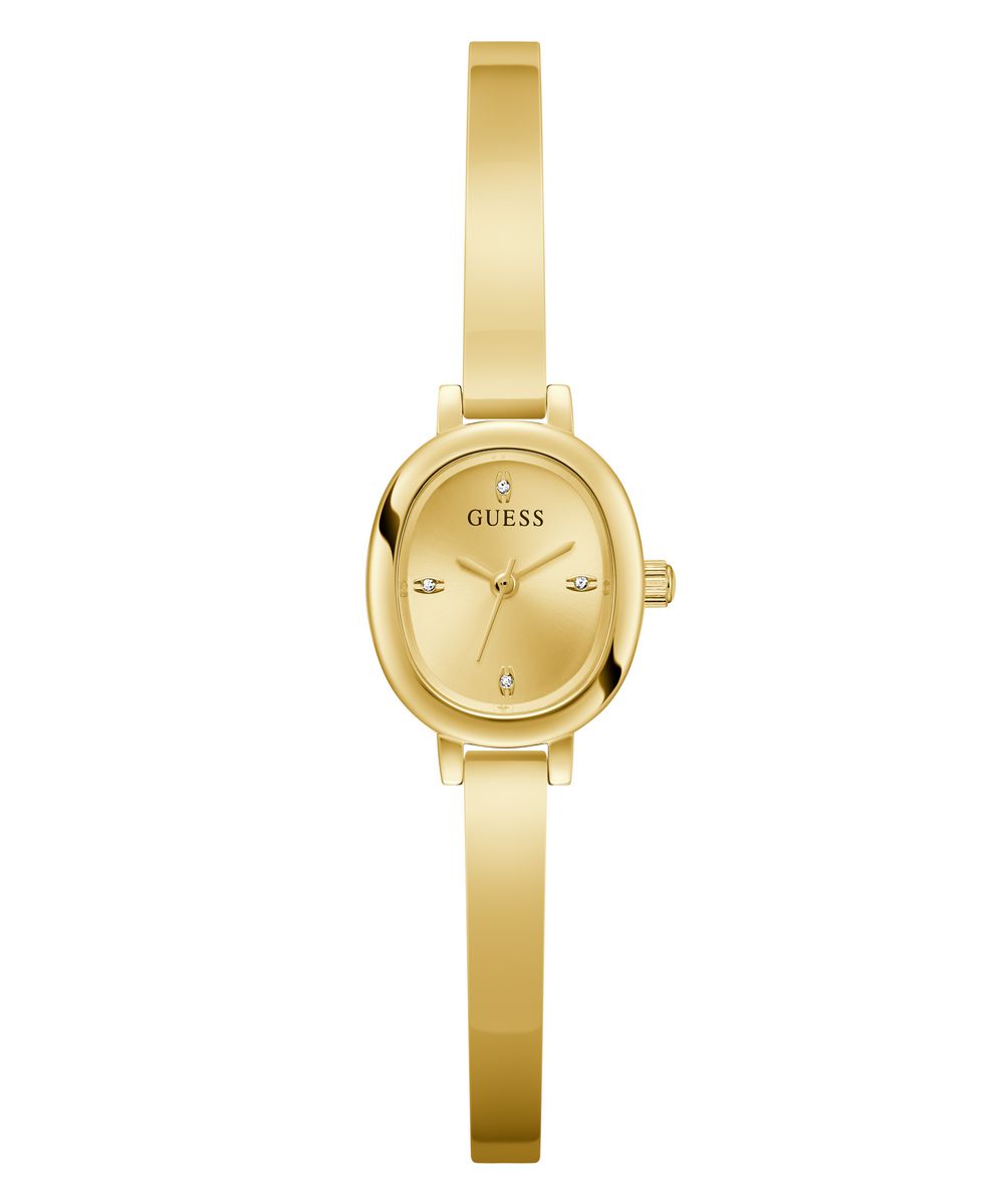 Guess Womens Penelope Champagne Sunray Dial Gold-Tone Stainless Steel Bracelet Watch GW0924L2