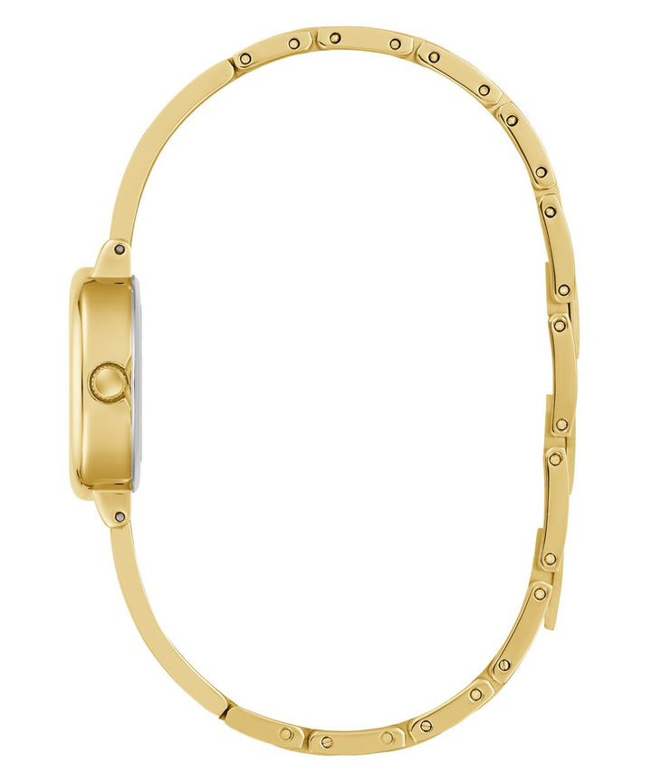 Guess Womens Penelope Champagne Sunray Dial Gold-Tone Stainless Steel Bracelet Watch GW0924L2