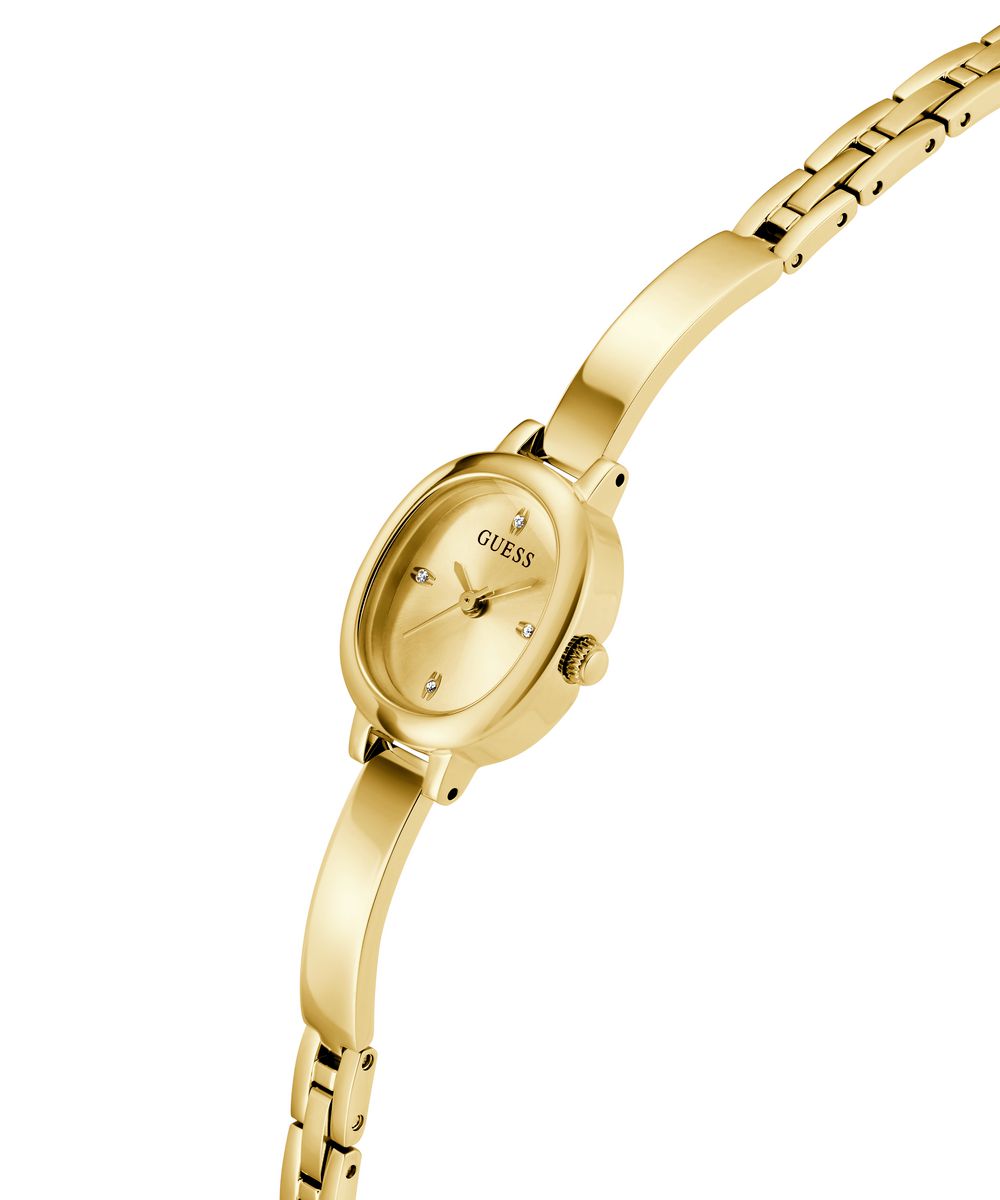 Guess Womens Penelope Champagne Sunray Dial Gold-Tone Stainless Steel Bracelet Watch GW0924L2
