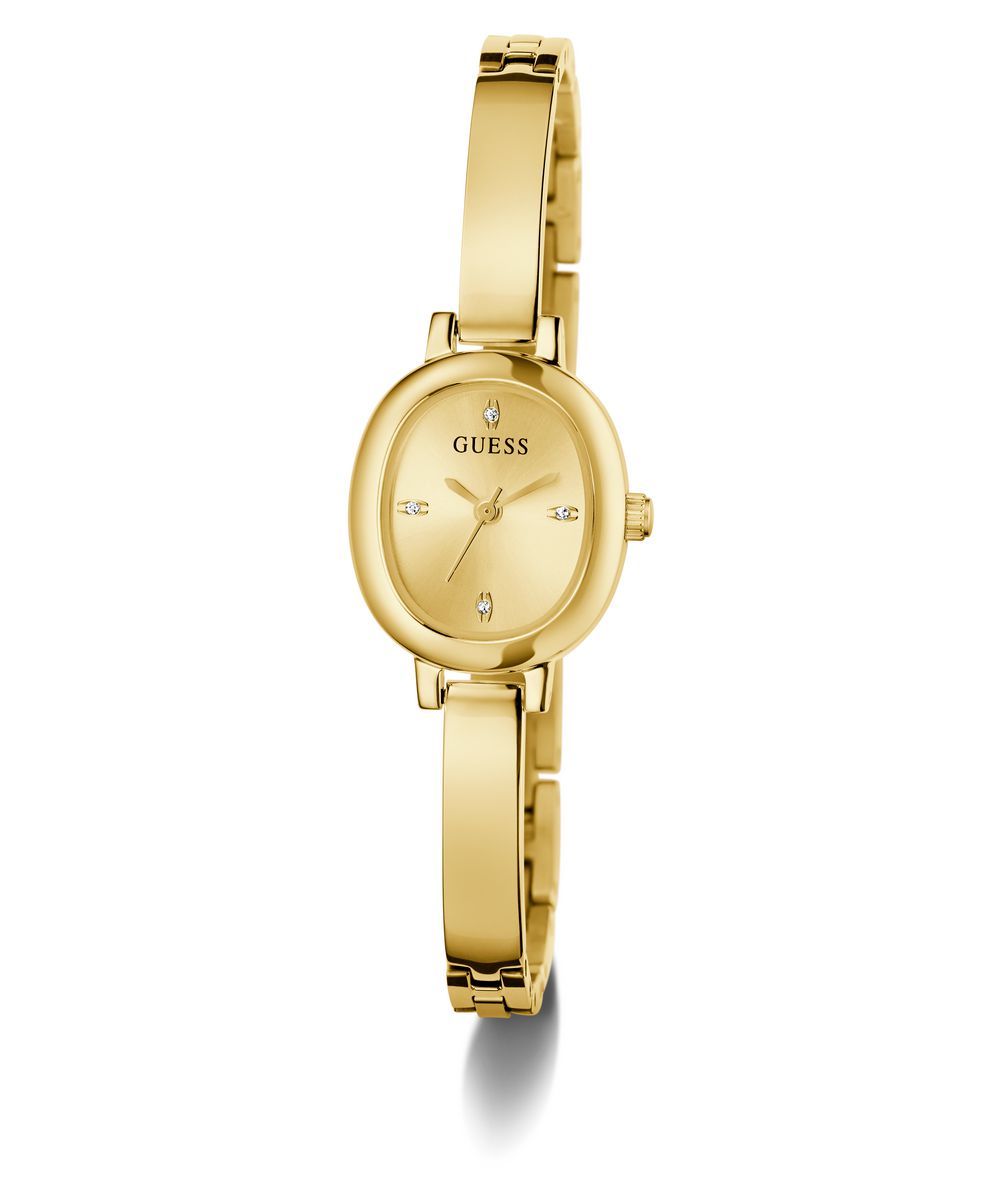 Guess Womens Penelope Champagne Sunray Dial Gold-Tone Stainless Steel Bracelet Watch GW0924L2