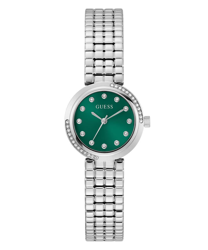 Guess Clara Women’s 28mm Silver Tone Green Dial Bracelet Watch GW0930L1
