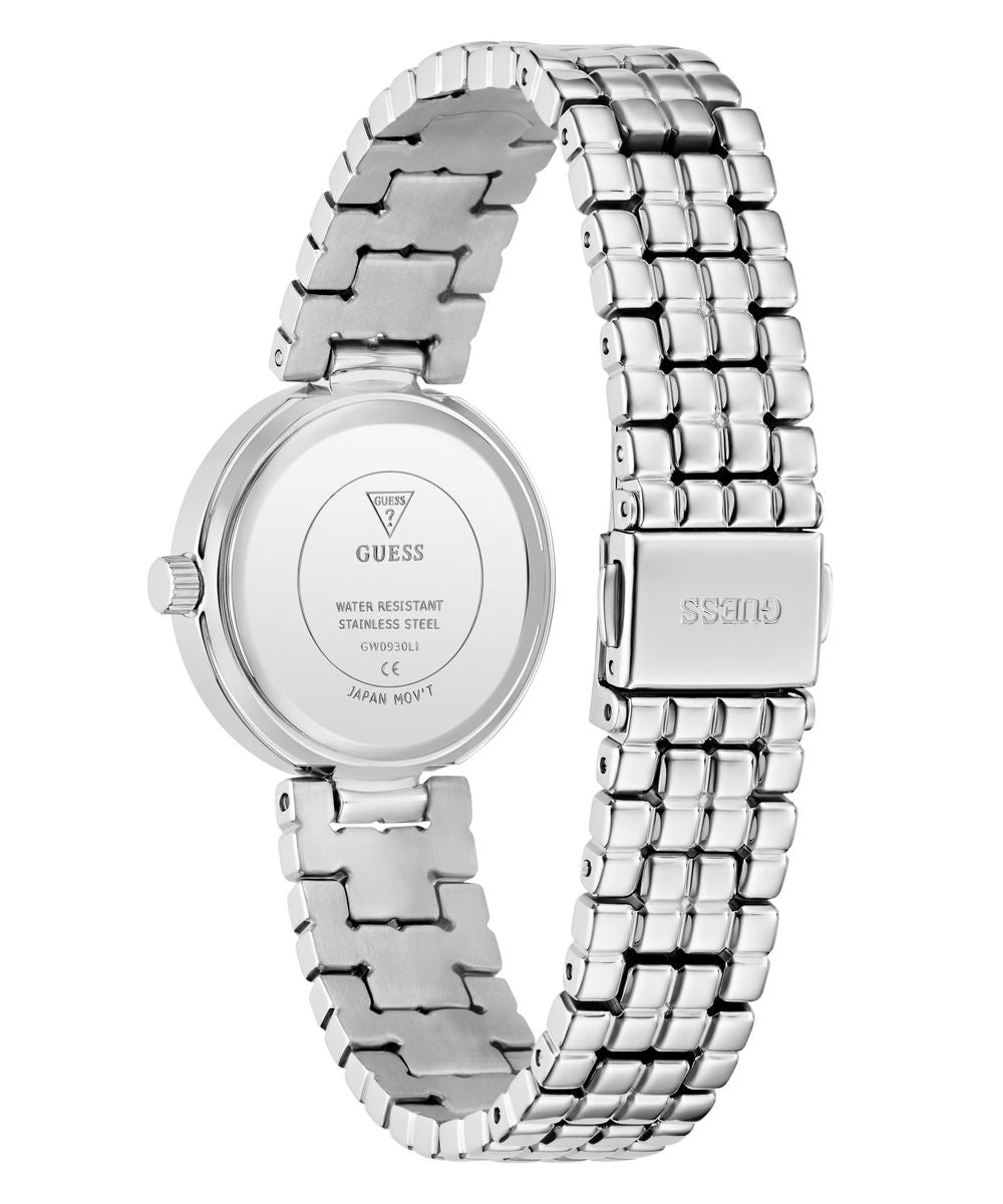 Guess Clara Women’s 28mm Silver Tone Green Dial Bracelet Watch GW0930L1