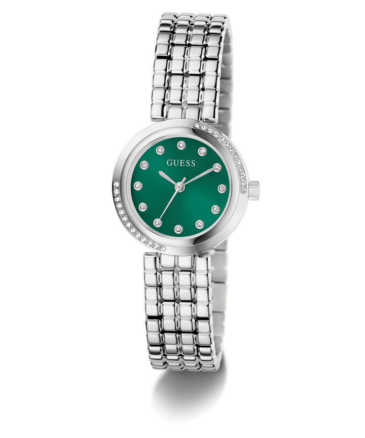 Guess Clara Women’s 28mm Silver Tone Green Dial Bracelet Watch GW0930L1