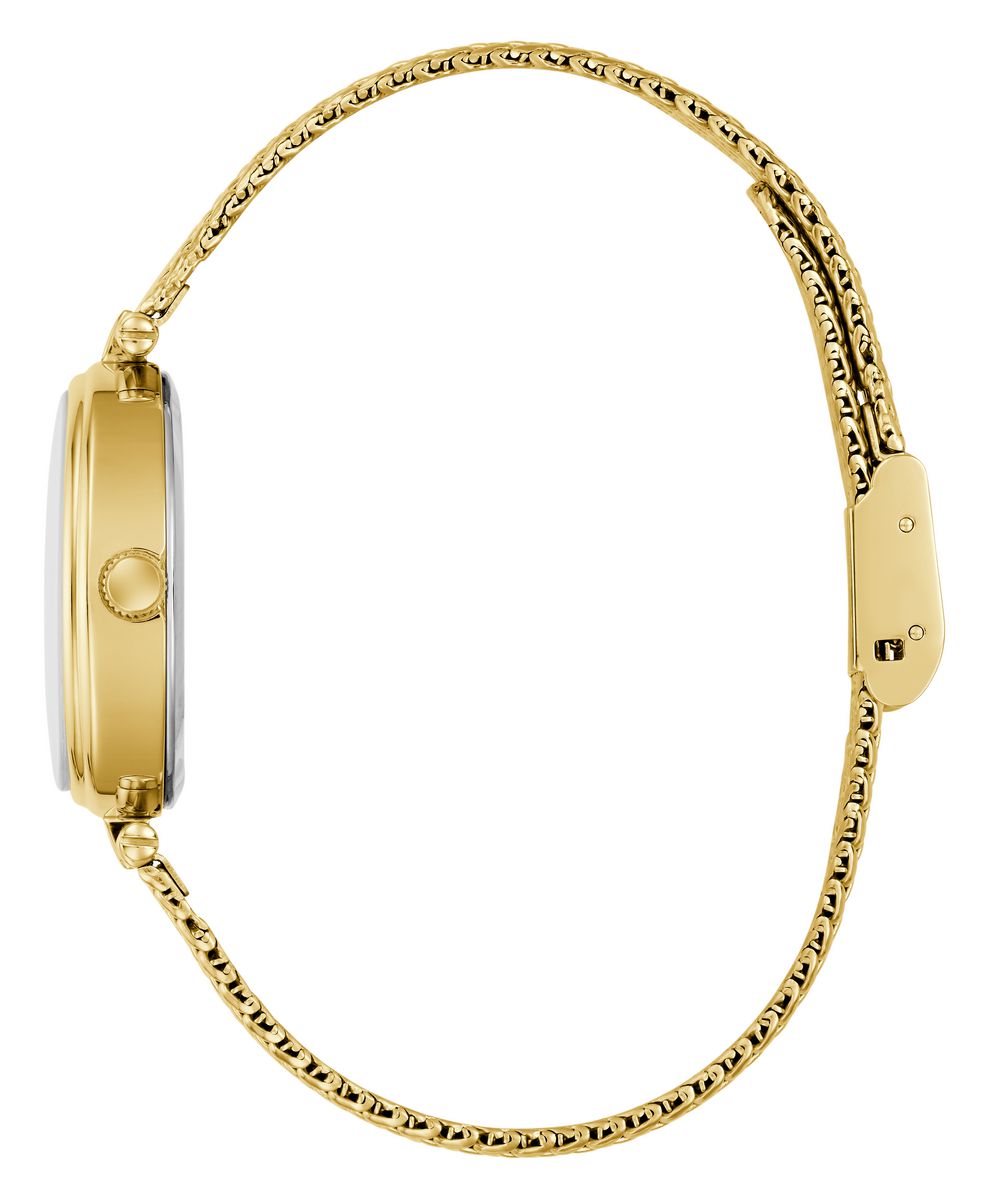 Guess Ruby Women’s Oval Gold Tone Mesh Green Dial Diamond Watch GW0935L2