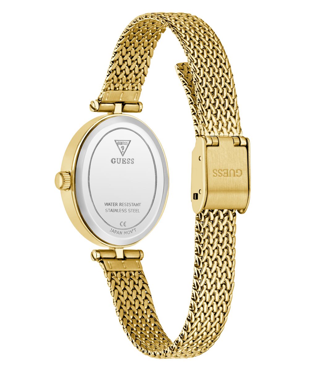 Guess Ruby Women’s Oval Gold Tone Mesh Green Dial Diamond Watch GW0935L2