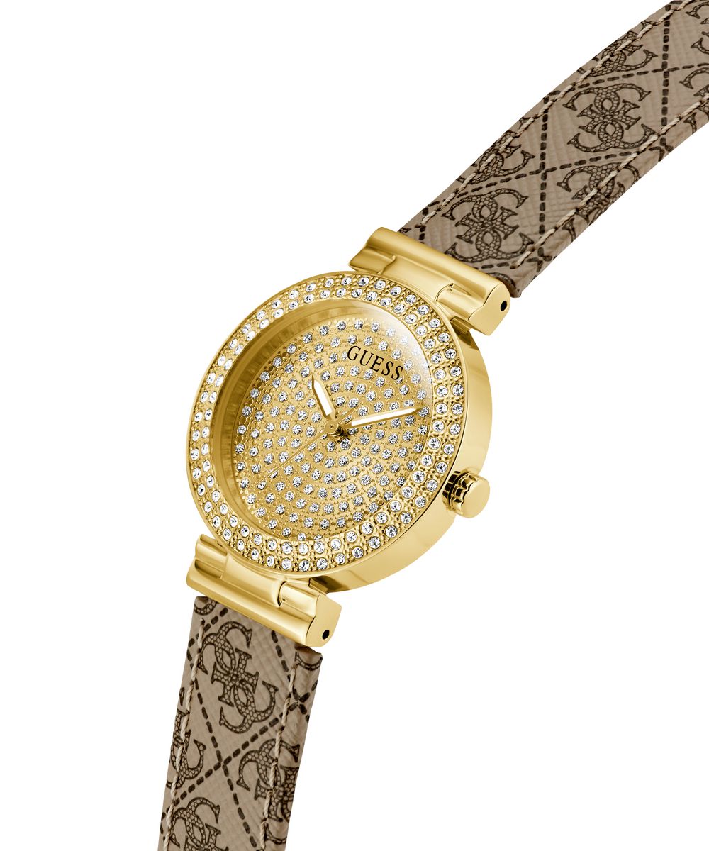 Guess Ivy Women’s 32mm Gold?Tone Quattro G Crystal Watch GW0943L2
