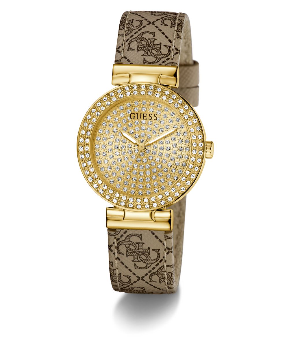 Guess Ivy Women’s 32mm Gold?Tone Quattro G Crystal Watch GW0943L2