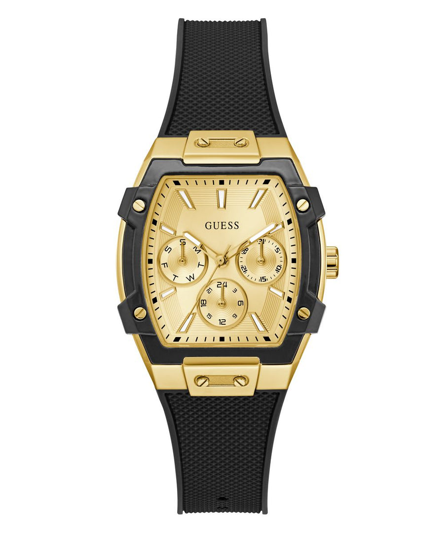 Guess Women’s 35×42mm Gold Tone & Black Multifunction Silicone Watch GW0945L2